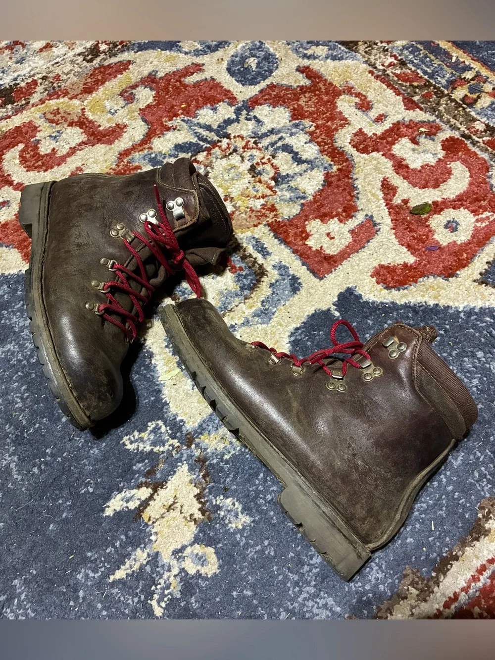 Vintage Merrell Leather Hiking Boots with Red Laces